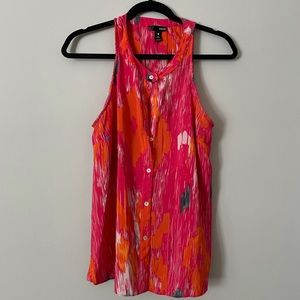 Aqua Button Down Multi-Colored Top